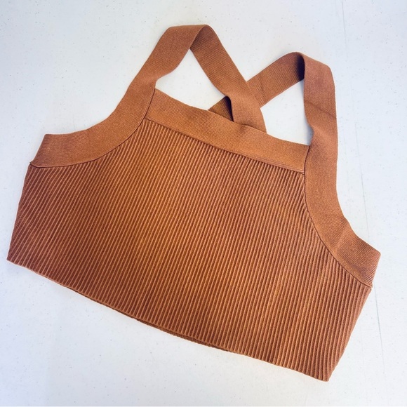House of Harlow Ribbed Cross Back Crop Top Large - Picture 2 of 7